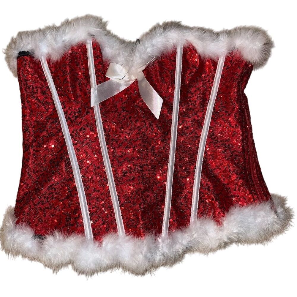Bslingerie XXL Red Christmas Mrs. Claus‎ Corset Bustier Top